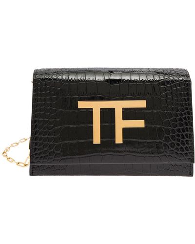 Tom Ford Shoulder Bag With Tf Logo Detail - Black
