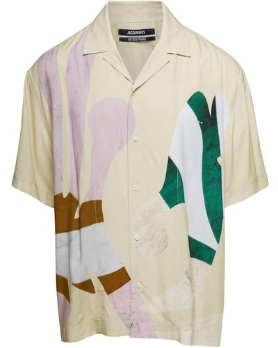 Jacquemus Multicolored 'La Chemise Jean' Shirt With Abstract Print In - White