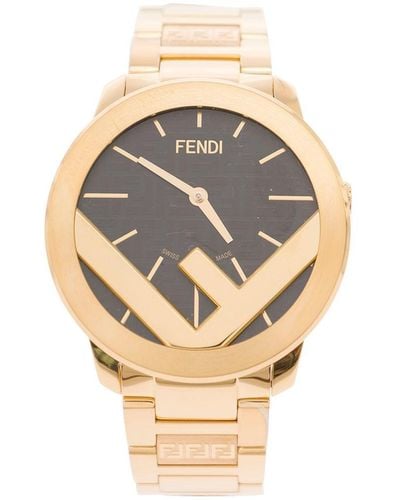 Fendi Colored Round Watch With F Insert And Ff Print - Metallic
