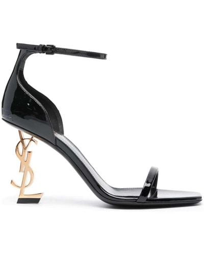 Saint Laurent 'Opyum' Sandals With Ysl Heel - Black