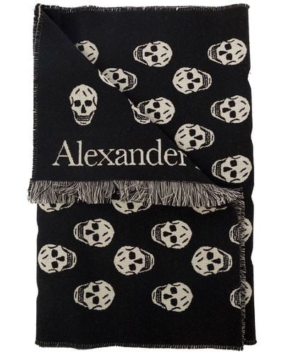 Alexander McQueen Sciarpa Con Motivo Skull All-Over - Nero