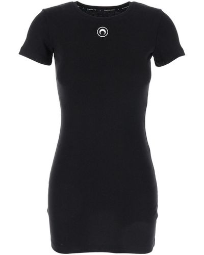 Marine Serre T-Shirt Mini Dress With Logo - Black