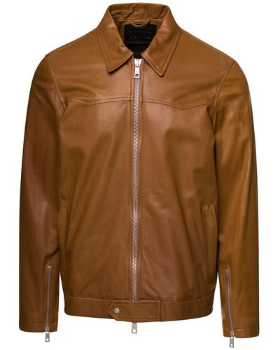 Giorgio Brato Western Jacket With Two-way Zip In Leather - Brown