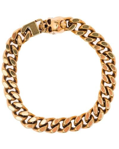 Alexander McQueen Gold-colored Chain-link Bracelet With Skull Detail In Brass - Metallic
