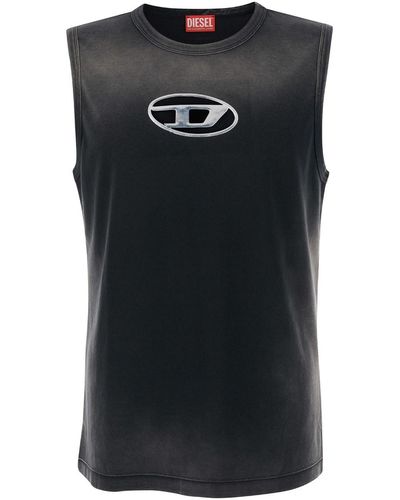DIESEL Tank Top With Dlogo Cut-Out - Black