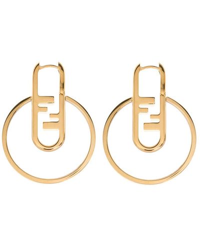 Fendi Woman's O'lock Golden Metal Earrings - Metallic