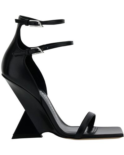 The Attico 'Grace' Sandals With Double Ankle Strap And Pyramid W - White