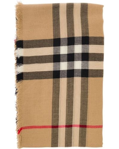Burberry Scarf With Vintage Check Motif - Natural