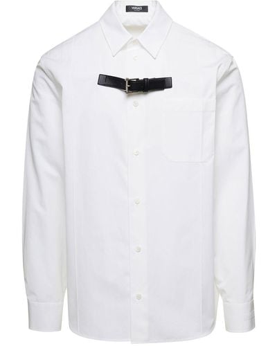 Versace Camicia Buckle Look Sfilata - Bianco