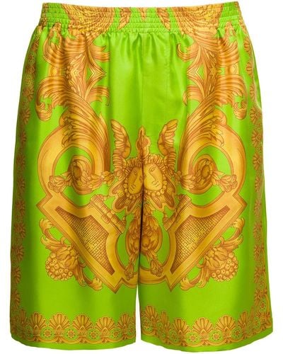 Versace And Shorts With All-Over Barrocco Print - Green