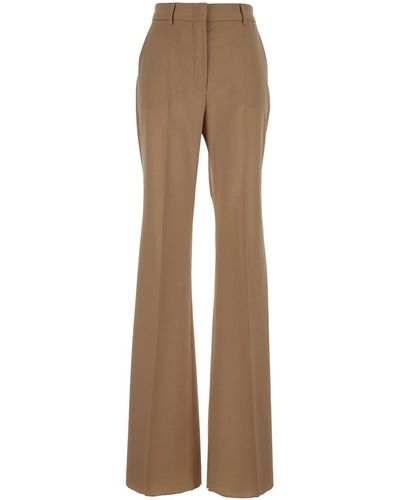Sportmax Flared Trousers With Concealed Closure - Natural