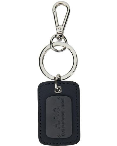 A.P.C. Key Ring With Engraved Logo - Blue