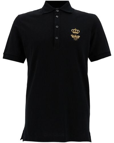 Dolce & Gabbana Cotton Chest Detail Polo Shirt - Black