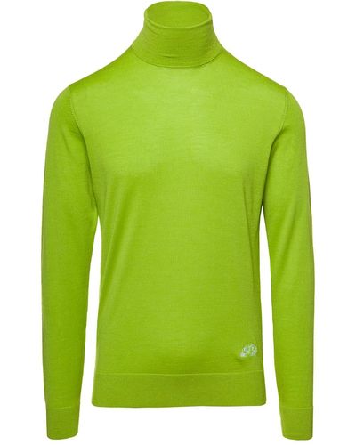 Gabriele Pasini Lime Turtleneck Sweater In Wool, Silk And Cashmere Man - Green