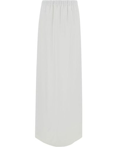 Fabiana Filippi Long Skirt With Split And Elastic Waistband - White