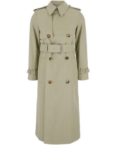 Burberry Double-Breasted Trench Coat With Belt - Natural