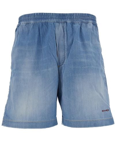 DSquared² Light Bermuda Shorts With Elastic Waistband And Logo Embroidery - Blue