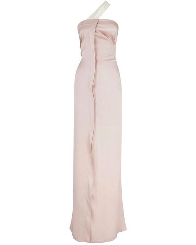 Fendi Antique Maxi Bustier Dress Wuth Draping Motif In Silk Woman - Pink