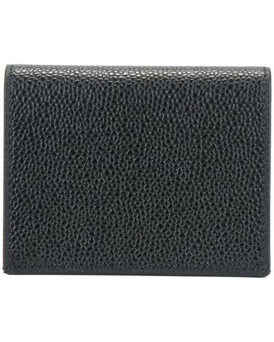 Thom Browne Double card holder in pebble grain leather - Nero