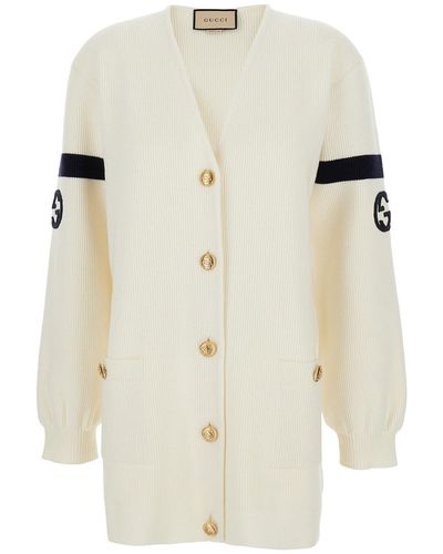 Gucci Ribbed Cardigan - White