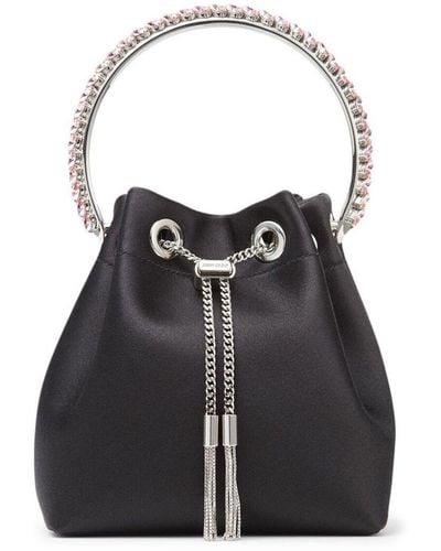 Jimmy Choo 'Bon Bon' Mini Handbag With Metal Crystal Bracelet Ha - Black