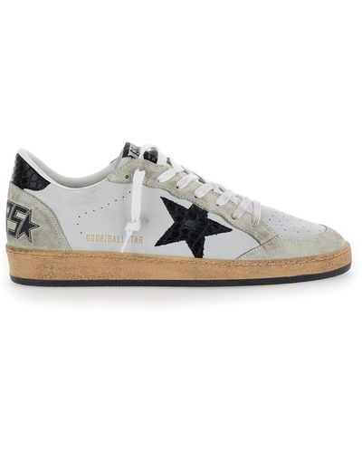 Golden Goose Ball Star Nappa Upper Suede Toe And Spur Cocco Printed St - White