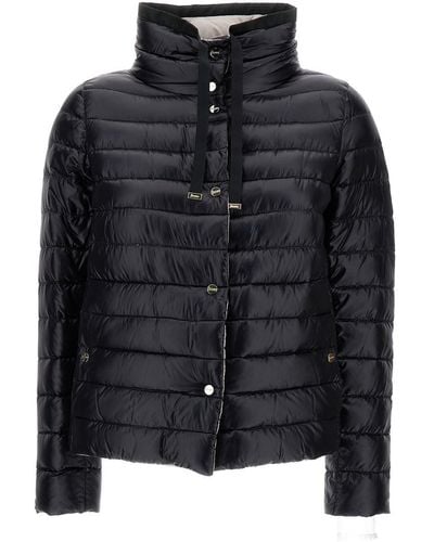 Herno And Reversible Down Jacket With Funnel Neck - Black
