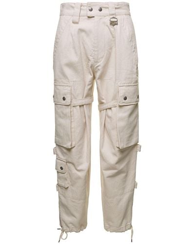 Isabel Marant Cargo Pants With Pockets And Buckles - Natural
