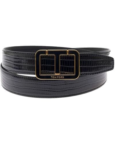 Tom Ford Logo Buckle Belt - Black