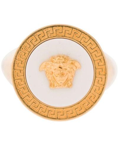 Versace Anello con placca medusa - dettaglio in ottone ed emaille - Metallizzato