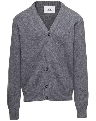Ami Paris Cardigan Adc Sweater - Grigio