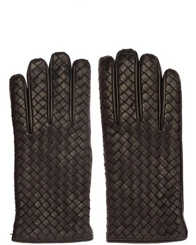 Bottega Veneta Gloves With Intreccio Motif - Black