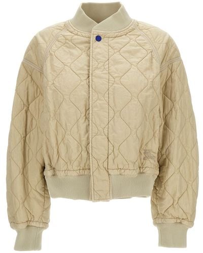 Burberry Quilted Bomber Jacket - Natural