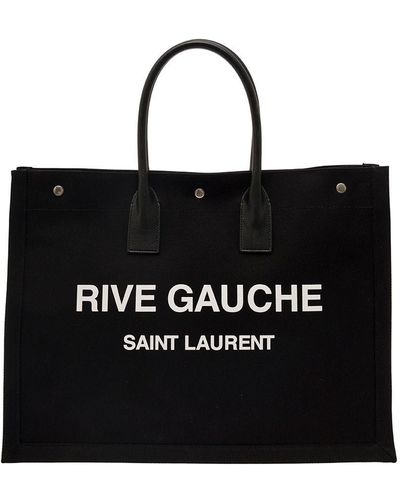 Saint Laurent 'Big Rive Gauche' Tote Bag With Contrasting Logo P - Black