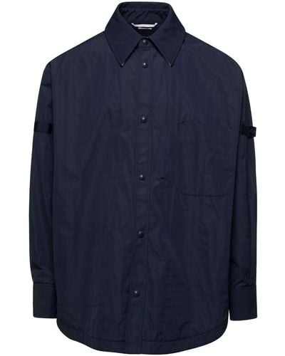 Thom Browne Oversized Snap Front Shirt Jacket - Blue