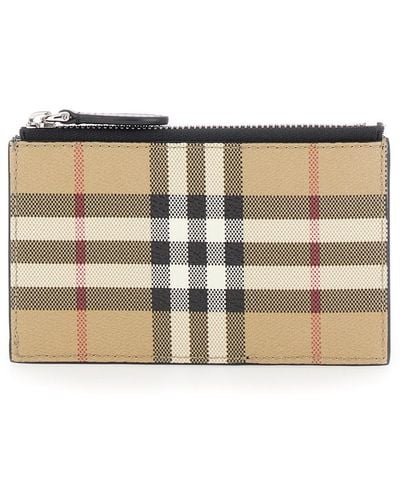 Burberry And Card-Holder With Vintage Check Print - Natural