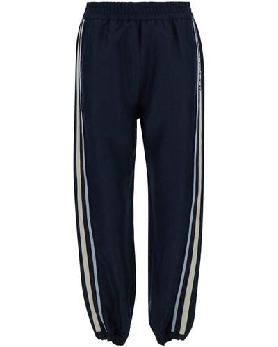Moncler Joggers Trousers With Embroidery - Blue