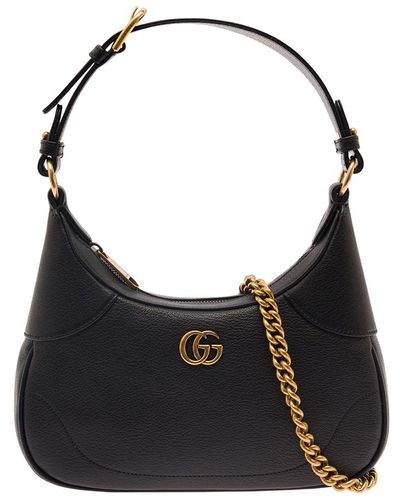 Gucci Small Aphrodite Shoulder Bag In Leather Woman - Black