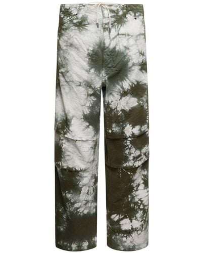 DARKPARK Pantaloni cargo 'daisy' con effetto tie-dye in cotone verde militare - Grigio