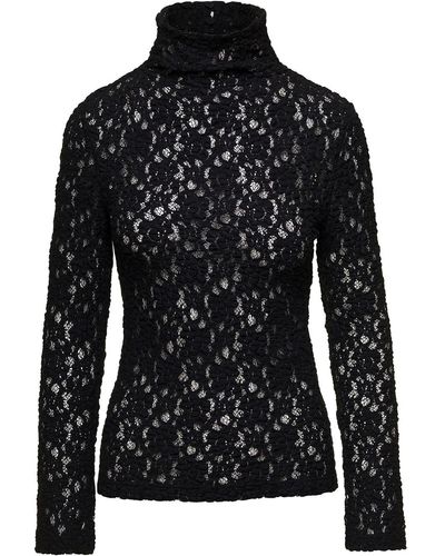 Chloé Long Sleeve Top In Floreal Lace - Black