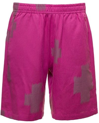 Needles Fuchsia Shorts With All-Over Cactus Print - Red