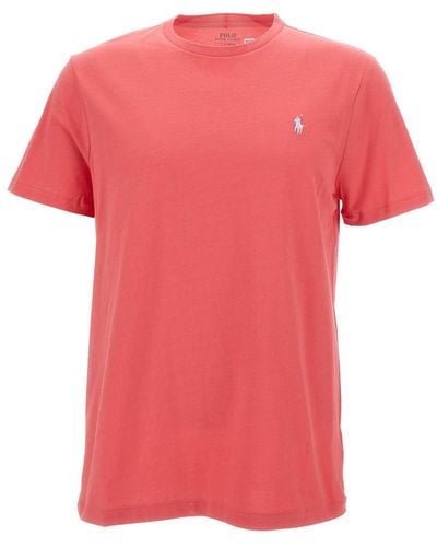 Polo Ralph Lauren Crewneck T-Shirt With Pony Embroidery - Pink