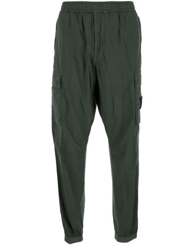 Stone Island Tapered Cargo Trousers With Compass Logo - Green