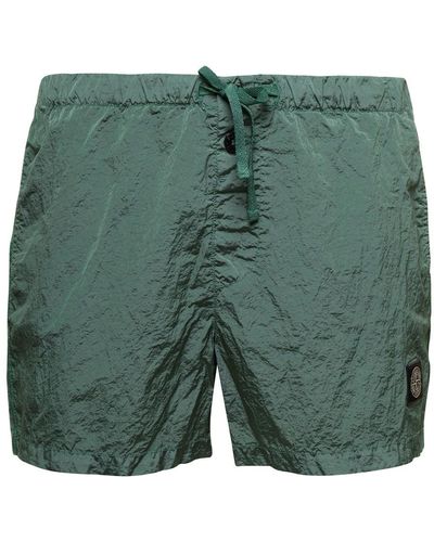 Stone Island Swimsuit With Logo Application - Green