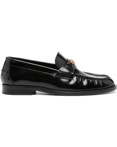 Versace Medusa-chain Leather Loafers - Black