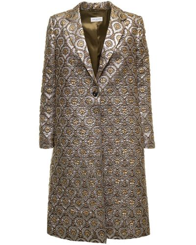 Dries Van Noten Richy Coat Tectured Metallic Jacquard - Natural