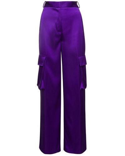 Versace Purple Cargo Trousers Satn Effect With Cargo Pockets In Viscose Woman