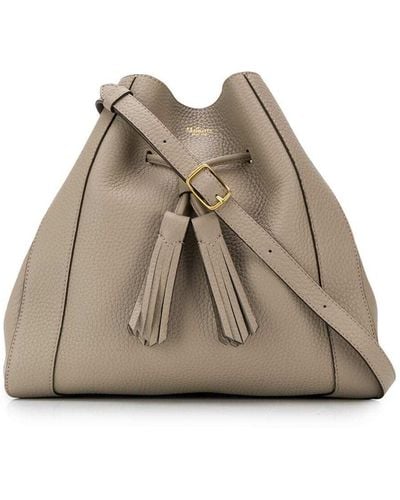 Mulberry Shoulder Bag With Drawstring And Tassels In Full-grain Leather Woman - Natural