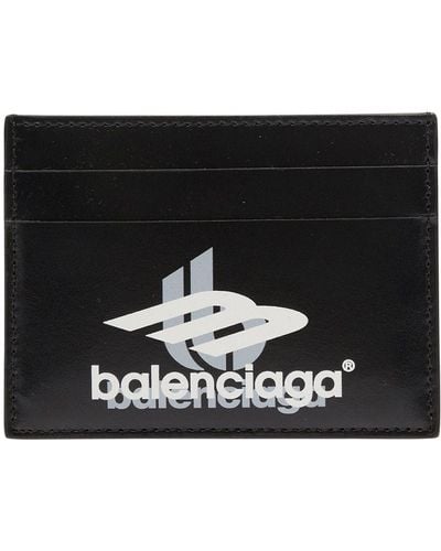 Balenciaga Card-Holder With Layered Sports Motif - Black