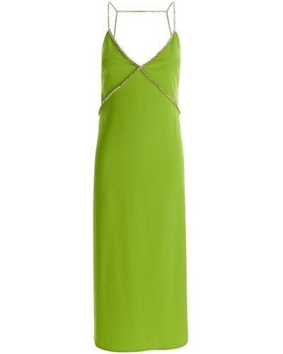Liu Jo Avocado Midi Dress With Rhinestone Straps - Green